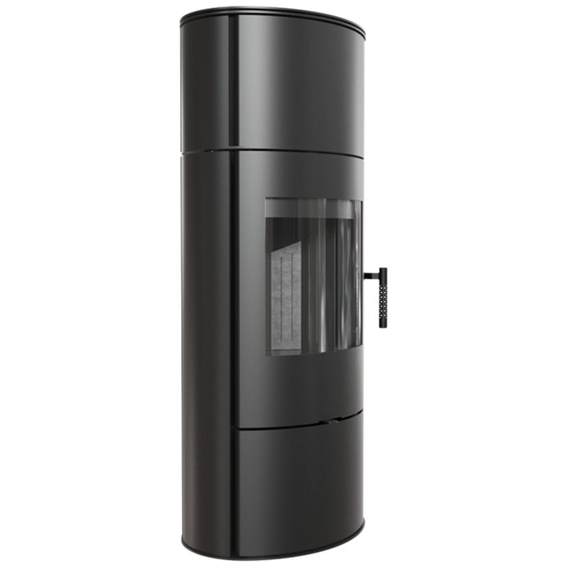 Vedeldad stålkamin ROLLO 8 kW Ø 150 med vattenkåpa svart termote