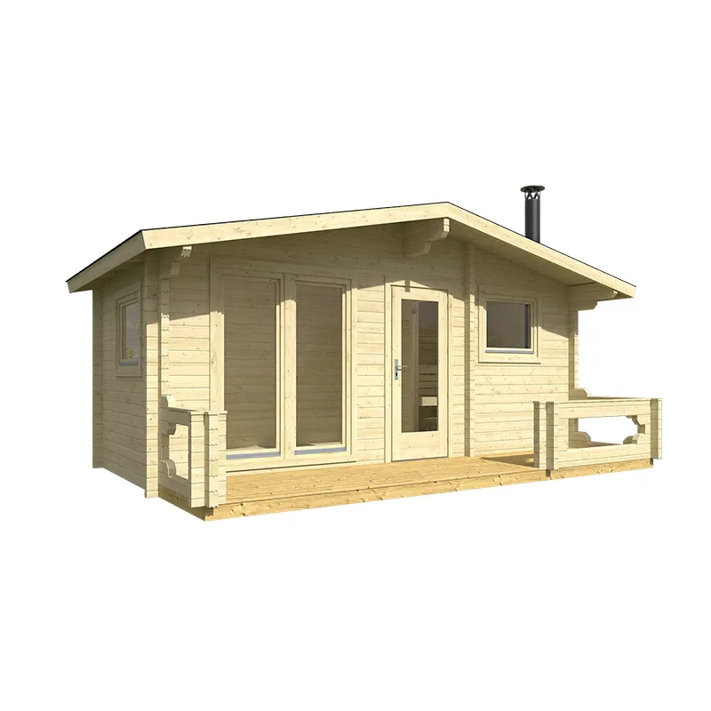 Badstuhytte Suvi 70 mm med terrasse og avslapningsrom